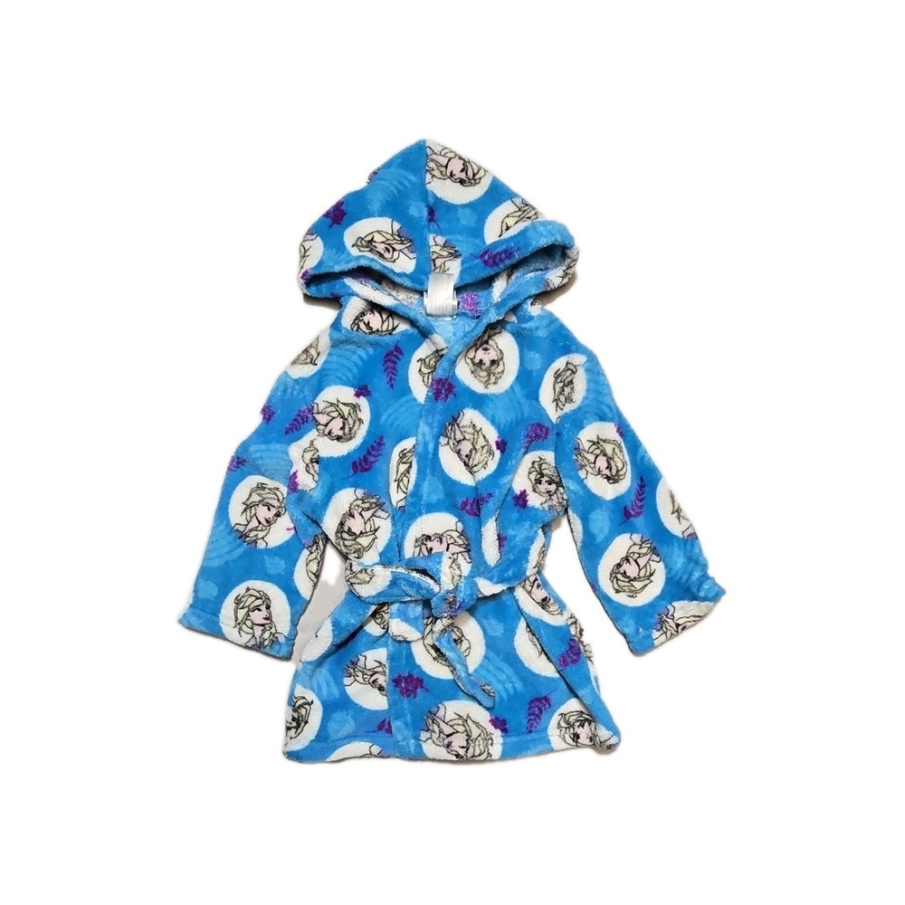 Disney Frozen Elsa Little Girls Robe Size 2 T Teal Blue Lightweight Fleece